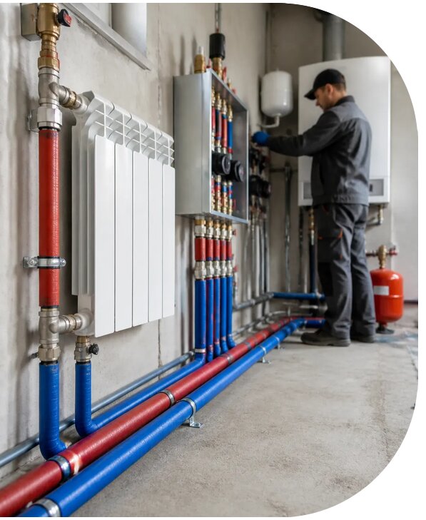 Монтаж двухтрубной системы отопления для частного дома в Луге